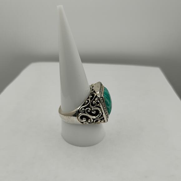 Green Amazonite Sterling Silver Ring Sz 9.75 - Picture 4 of 7